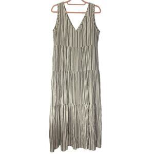 Cozy Co. Striped Maxi Dress Sz Small Sleeveless Cotton Blend Pockets Beachy Boho